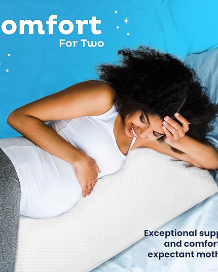 Snuggle-Pedic Body Pillow for Adults - White Pregnancy Pillows w/Shredded Memory Foam - Firm Maternity Side Sleeper Pillow for Adults - Long Cuddle Pillow for Bed - 20x54 Full Body Pillow - LeafyLoom