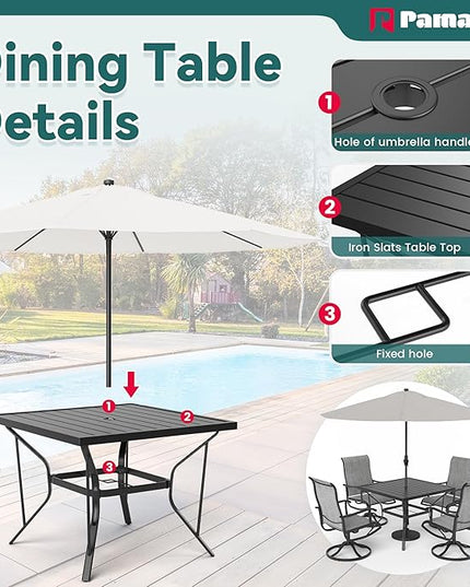 Pamapic 5 Pieces Patio Dining Set, Outdoor Dining Set All-Weather for Backyard Poolside Garden Deck, Modern Outdoor Table and Chairs Set with 4 Textilene Swivel Chairs,Gray - LeafyLoom