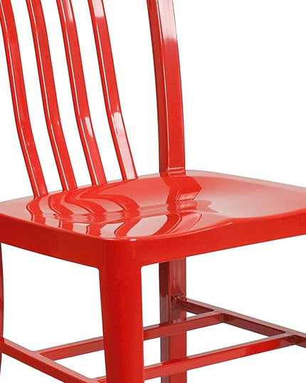 Flash Furniture Gael Indoor/Outdoor Modern Metal Dining Chairs, Commercial-Grade Galvanized Steel Restaurant Chairs, Set of 2, Red - LeafyLoom