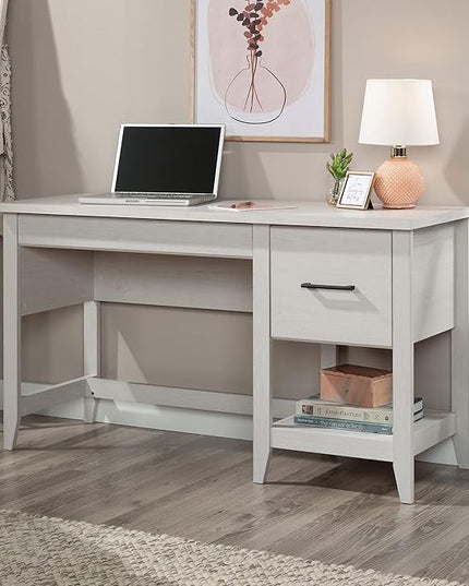 Sauder Summit Station Single Pedestal Desk, Glacier Oak Finish - LeafyLoom