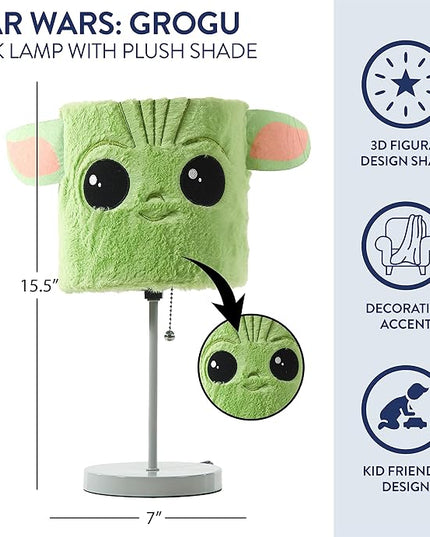 Idea Nuova Star Wars: The Mandalorian The Child Plush Shade Table Lamp, Green - LeafyLoom