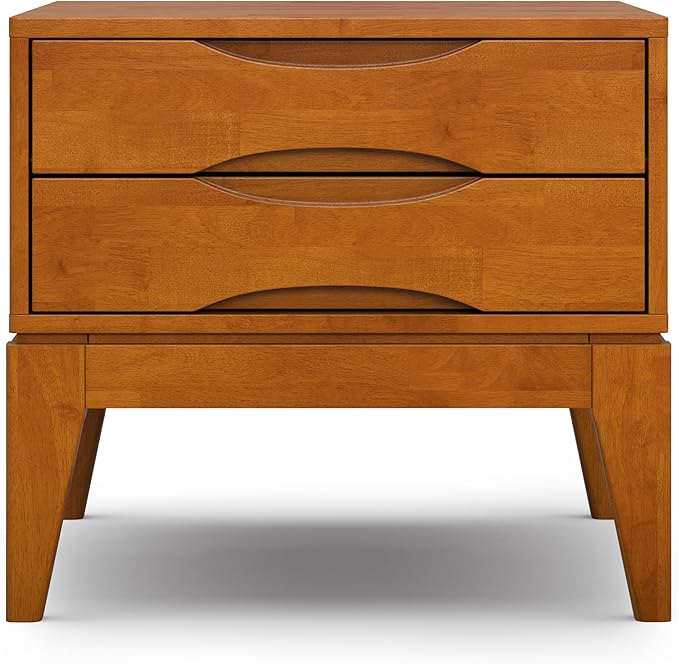 SIMPLIHOME Harper SOLID HARDWOOD Wide Square Contemporary End Table for The Living Room and Bedroom, 22 inch, Teak Brown - LeafyLoom