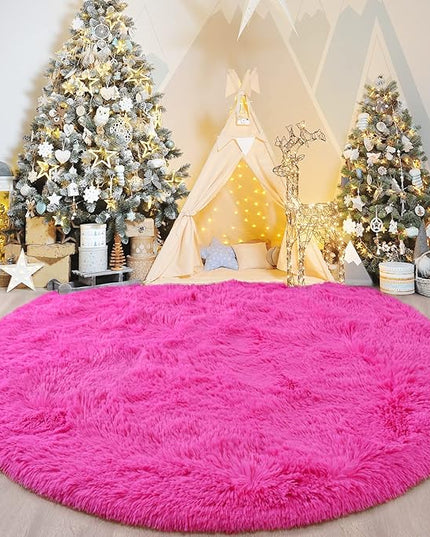 Round Area Rugs for Bedroom (4x4 Feet, Hot Pink) - LeafyLoom