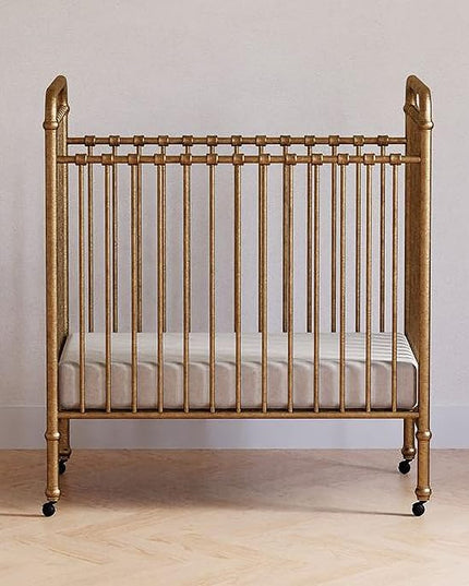 NAMESAKE Abigail 3-in-1 Convertible Mini Metal Crib in Vintage Gold, Greenguard Gold Certified - LeafyLoom