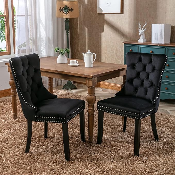 NicBex Haerin-SD-00099-LWJ Dining Chairs, 25.5"x19.7"x37.4", Deep Black - LeafyLoom