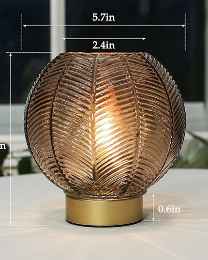Battery Operated Lamp with Timer, Cordless Table Lamps with Led Bulb, Battery Powered Lamp Nightlight, Small Table Lamps for Living Room Decorative Beside Lamp for Corner Bedroom-Amber - LeafyLoom