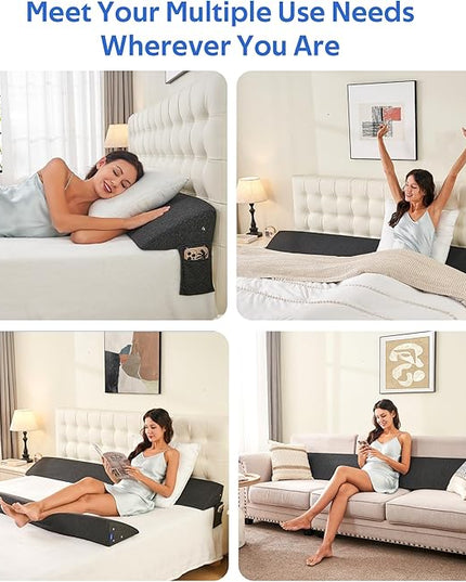 King (76”x10”x6”) Bed Wedge Pillow Gap Filler Pillow Wedge for Headboard Gap Mattress Wall Wedge Gap Filler for Close Gap (0-8") between Your Headboard or Bed Crack Pillow (Gray) - LeafyLoom
