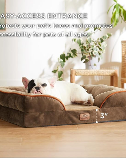 Bedsure Orthopedic Dog Bed for Medium Dogs - Waterproof Dog Sofa Beds Medium, Supportive Foam Pet Couch Bed with Removable Washable Cover, Waterproof Lining and Nonskid Bottom, Brown BEDSURE