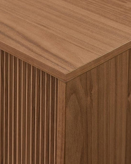 Walker Edison Walton Modern Fluted-Door Low Stand for TVs up to 80 Inches, 70 x 15.75 x 16 inches, Mocha - LeafyLoom