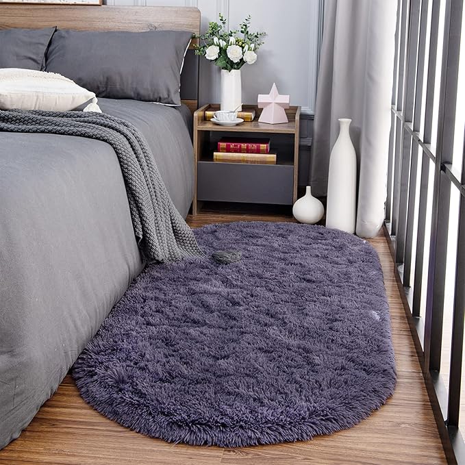 Noahas Ultra Soft Fluffy Bedroom Rugs Kids Room Carpet Modern Shaggy Area Rugs Home Decor 2.6' X 5.3', Taro Purple - LeafyLoom