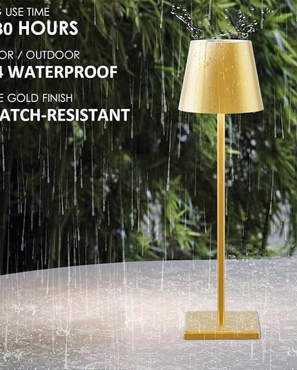 2-Pack LED Cordless Table Lamp with RGB & Stepless Dimming, 3W 5500mAh Rechargeable Table Lamps Battery Operated Table Light Stepless Dimmable Portable Table Lamp for Table/Bedroom/Outdoor (Gold) - LeafyLoom