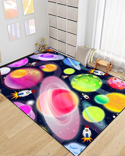 Solar System Rug - Space Rug Galaxy Area Rugs for Kids Bedroom Kids Play Rug Outer Space Carpet Space Rug for Boys Room Planet Carpet for Kids Space Themed Bedroom Decor,2'5''×4' - LeafyLoom