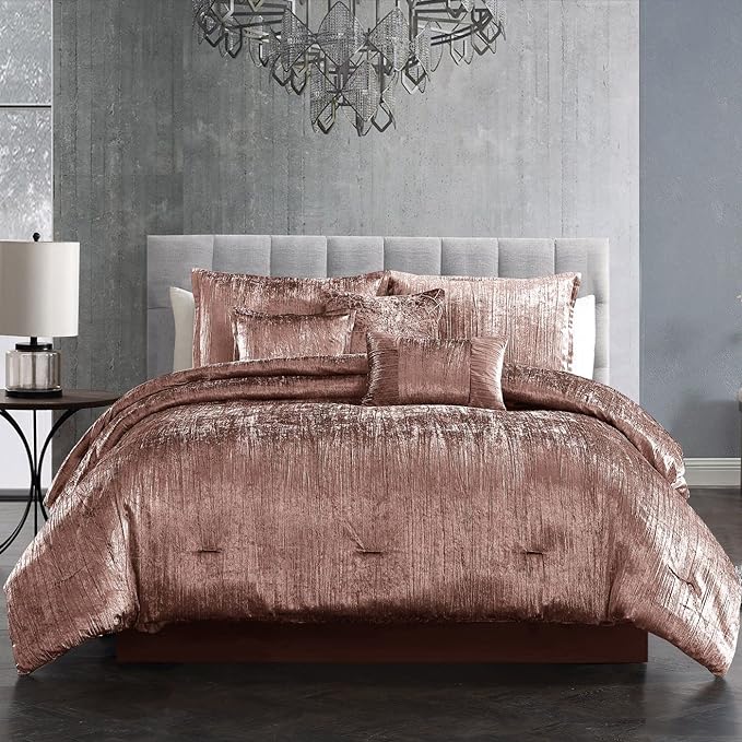 Riverbrook Home Turin Comforter Set, Queen, Blush, 7-Piece Set - LeafyLoom