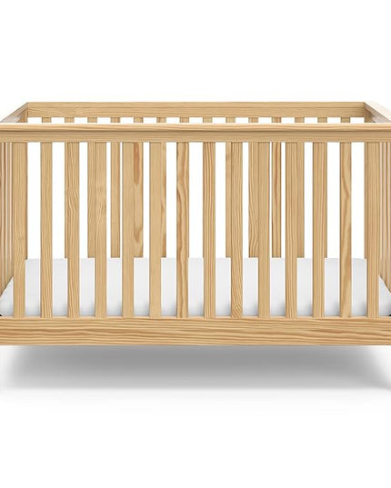 Storkcraft Hillcrest 4-in-1 Convertible Crib (Natural) - Converts to Daybed, Toddler Bed, and Full-Size Bed, Fits Standard Full-Size Crib Mattress, Adjustable Mattress Support Base - LeafyLoom