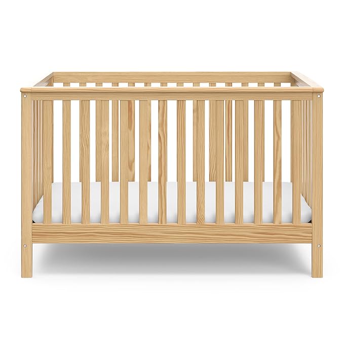 Storkcraft Hillcrest 4-in-1 Convertible Crib (Natural) - Converts to Daybed, Toddler Bed, and Full-Size Bed, Fits Standard Full-Size Crib Mattress, Adjustable Mattress Support Base - LeafyLoom