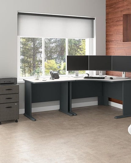 Bush Business Furniture Series A 36W Small Desk in White Spectrum and Slate, Compact Computer Table for Home or Professional Office - LeafyLoom