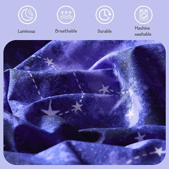 KALEIDOSPACE Full Size Comforter Sets - Bedding Sets Full 7 Pieces, Glow in The Dark Bed in A Bag Full, Lightweight Galaxy Bedding Sets for Kids, Teens, Women & Men - LeafyLoom