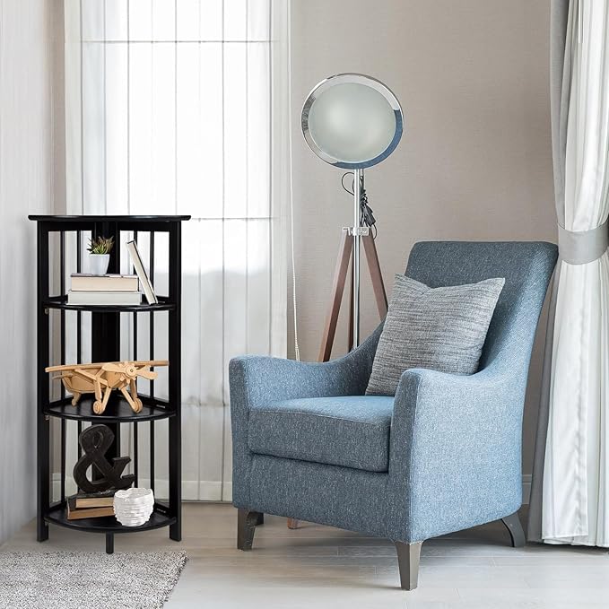Casual Home 4 tier Corner Folding Bookcase, Black - LeafyLoom