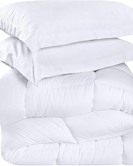 Utopia Bedding Queen Size Comforter Set with 2 Pillow Shams, Bedding Comforter Sets, Down Alternative White Comforter, Soft and Comfortable, Machine Washable (Pack of 4) - LeafyLoom