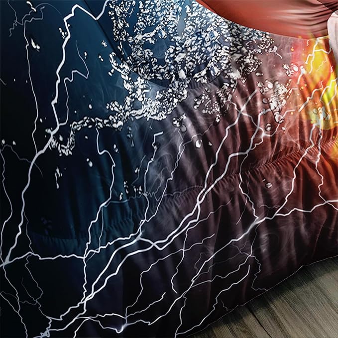 Axolotl Boxing Bedding Set Queen,Sports Theme Comforter Set Boxing Gloves Pattern Bedding Set,Red Blue Cool Lightning Comforter Pugilism Games Bedding Set For Kids Boys Teens Men,1 Quilt 2 Pillowcases - LeafyLoom