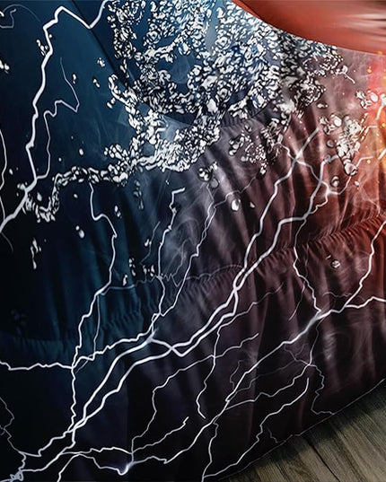 Axolotl Boxing Bedding Set Full,Sports Theme Comforter Set Boxing Gloves Pattern Bedding Set,Red Blue Cool Lightning Comforter Pugilism Games Bedding Set for Kids Boys Teens Men,1 Quilt 2 Pillowcases - LeafyLoom