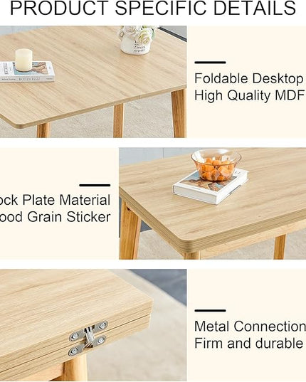 NicBex 47.2Inch Folding Rectangular Dining Table,Modern Kitchen Table with MFC Tabletop and Rubber Wooden Legs for 4 to 6,Dining Room Table for Kitchen,Meeting Room and Living Room,Space-Saving,Wood - LeafyLoom