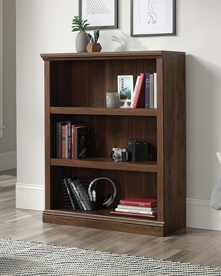 Sauder Miscellaneous Storage Bookcase/ Book shelf, L: 35.28" x W: 13.23" x H: 43.78", Grand Walnut finish - LeafyLoom
