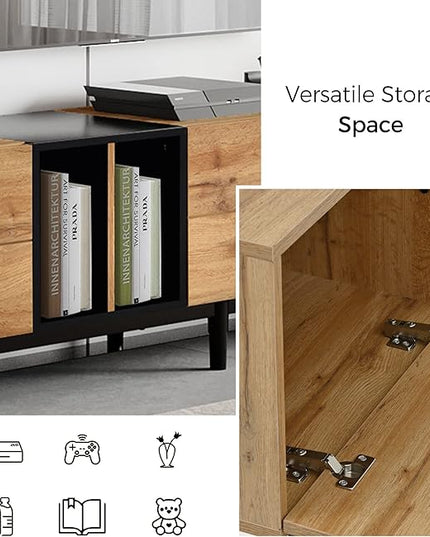 NicBex TV Stand for 80 Inch TV Modern TV Media Console Table with Large Storage Cabinet,Entertainment Center with Storage for Living Room,Bedroom,76.8 Inch,Natural Wood - LeafyLoom
