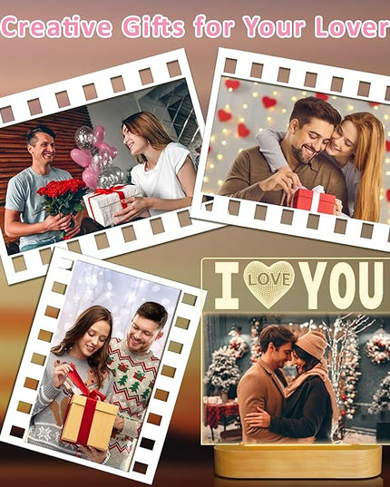 Attivolife I Love You Picture Frame, Light up Photo Frame with Warm LED Night Light, Desktop Display Creative Memory Gifts for Couple Women Mom Valentine Day Wedding Anniversary Present(4x6'' Photo) - LeafyLoom