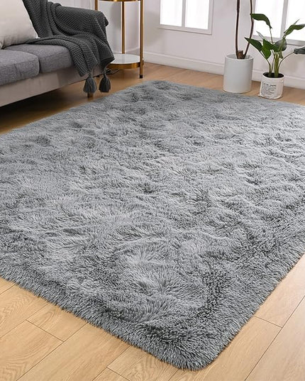 Softlife Grey 4x5.3 Feet Area Rug for Living Room Bedroom Super Soft Shaggy Rugs for Boys Girls Kids Room Fluffy Fuzzy Carpets Long Plush Bedside Rug Nursery Christmas Home Decoration - LeafyLoom