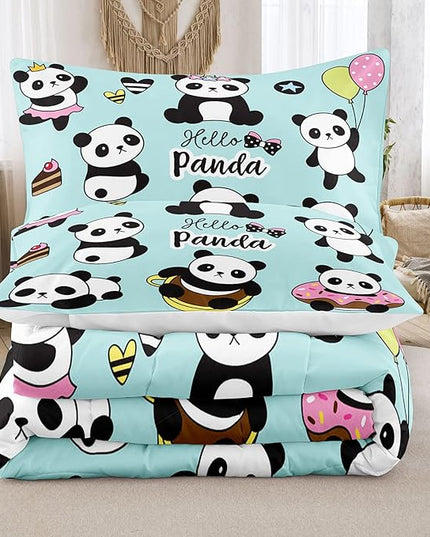 Bodhi Cartoon Cute Panda Comforter Set Full for Boys Kids Girls Teens Soft Microfiber Animal Theme Panda Bedding Set Full Size 3D Panda Comforter Set 1 Comforter+2 Pillow Shams #4007 - LeafyLoom