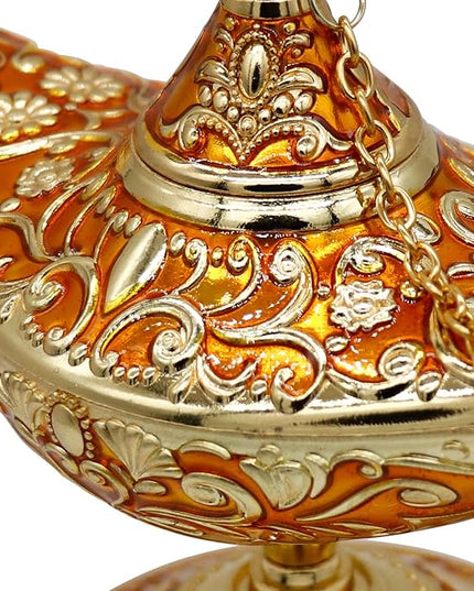 Classic Vintage Rare Legend Aladdin Magic Genie Costume Lamp Home Table Decoration & Gift, Orange - LeafyLoom