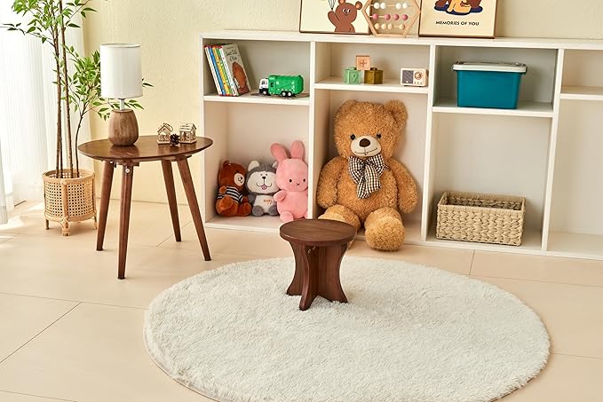 Rubber stools Seating for Kindergarten-Walnut - LeafyLoom