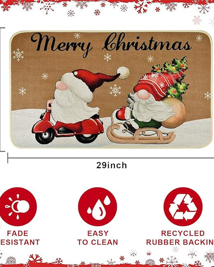 Vanleonet Merry Christmas Gnome Door Mat, Christmas Welcome Decorative Doormat,Winter Xmas Holiday Front Porch Rugs, Outdoor Indoor Entrance Doormat, Front Door Mats Floor Mat, 29 x 17 Inch Vanleonet