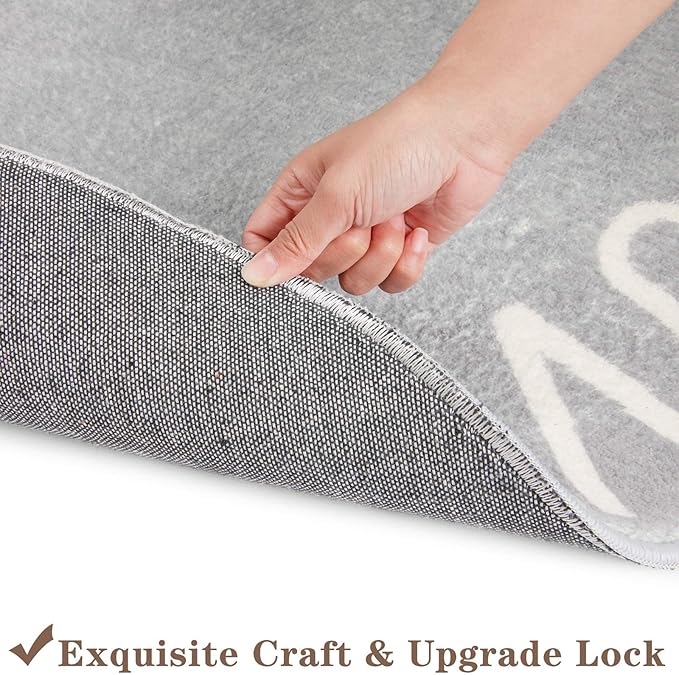 Topotdor Round Kids Play Rug Alphabet Nursery Area Rug Extra Large Soft Crawling Play Mat for Children Toddlers Bedroom (40 inch, Grey) - LeafyLoom