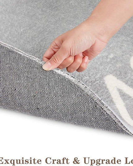 Topotdor Round Kids Play Rug Alphabet Nursery Area Rug Extra Large Soft Crawling Play Mat for Children Toddlers Bedroom (63 inch, Grey) - LeafyLoom