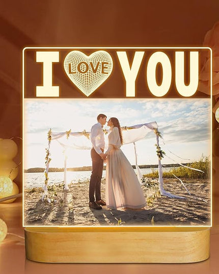 Attivolife I Love You Picture Frame, Light up Photo Frame with Warm LED Night Light, Desktop Display Creative Memory Gifts for Couple Women Mom Valentine Day Wedding Anniversary Present(4x6'' Photo) - LeafyLoom