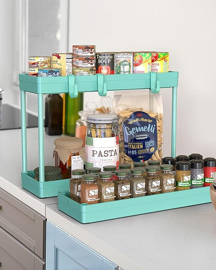 Simple Houseware Kitchen Cart Storage 3-Tier Slim/Super Narrow Shelves with Handle, 26.5'' Height/5.5'' Width for Narrow Place, Turquoise - LeafyLoom
