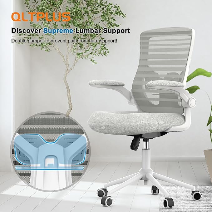 Office Chair, High Back Desk Chair with Adjustable Lumbar Support, Ergonomic Mesh Computer Chair with Premium Cold-Cured Cushion, Height Liftable Swivel Chair for Home Office - LeafyLoom