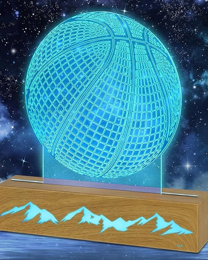3D Basketball Night Light - Idea Gifts for Kid/fans, Acrylic Night Lights with Remote Control 16 Colors Changing Basketball Decoration - LeafyLoom