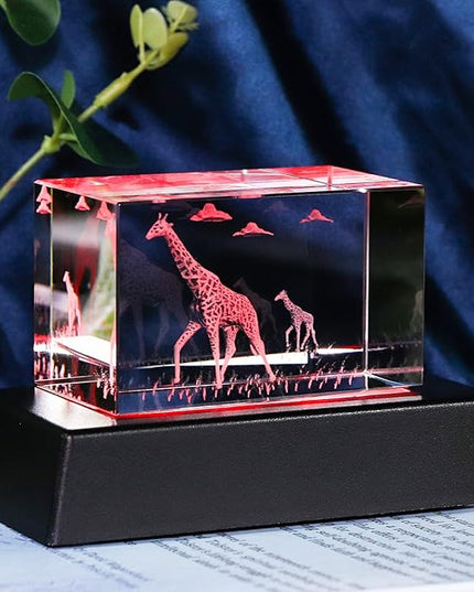 Qianwei Giraffe Gifts for Giraffe Lovers, Giraffe Decor Figurine Statue Stuff 3D Crystal Gifts Paperweight Birthday for Best Friend Kids Keepsake&Paperweight - LeafyLoom