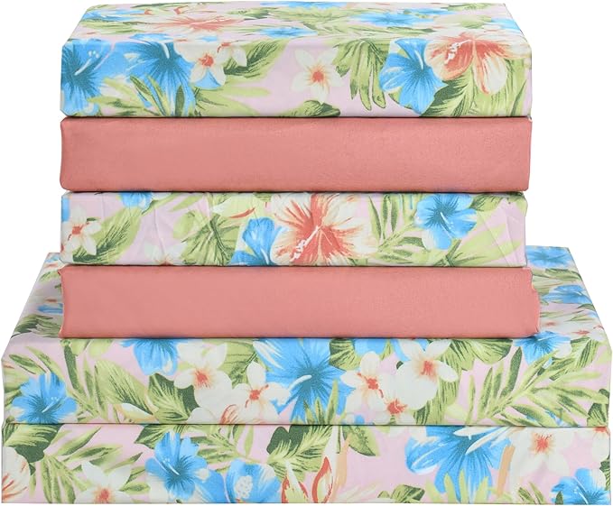 Elegant Comfort Softest and Coziest 6-Piece Sheet Set - 1500 Premium Hotel Quality Microfiber - Deep Pocket, Wrinkle Resistant 6-Piece Floral Magnolia Pattern Bed Sheet Set, King, Magnolia - LeafyLoom