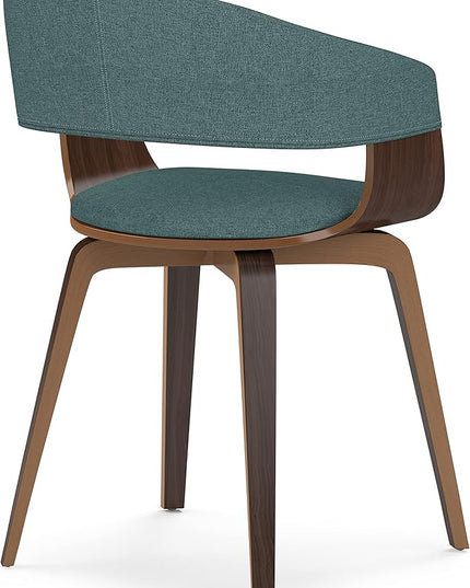 SIMPLIHOME Lowell Mid Century Modern Bentwood Dining Chair in Light Turquoise Blue Linen Look Fabric, For the Dining Room - LeafyLoom