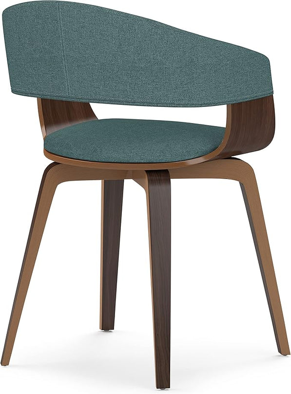 SIMPLIHOME Lowell Mid Century Modern Bentwood Dining Chair in Light Turquoise Blue Linen Look Fabric, For the Dining Room - LeafyLoom