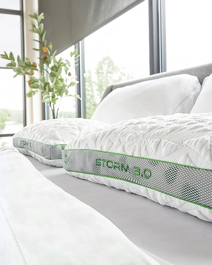 Bedgear Storm Performance Pillow - Size 3.0 - Cooling Pillow for Hot Sleepers - Medium Firmness Bed Pillow for All Sleep Positions - Hypoallergenic, Washable Removable Cover - 20" Wx 26" L x 6.5" H - LeafyLoom