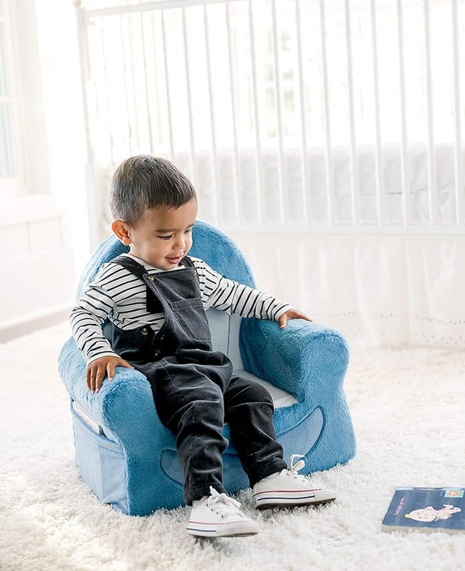 Soft Landing Animal Adventure Sweet Seats, Premium and Comfy Toddler Lounge Chair with Carrying Handle & Side Pockets – Blue Whale - LeafyLoom