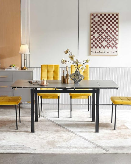NicBex 43.31Inch Rectangular Expandable Dining Table,Minimalist Kitchen Table with Grey Ceramic Tabletop for 4 to 6,Dining Room Table for Kitchen,Small Space and Living Room,Space-Saving,Grey - LeafyLoom