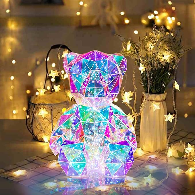 LED Bear Night Light,Glowing Bear Light Night Ligh for Her,Kids Presents Gift for Girlfriend Mom Kids Birthday Anniversary,Nursery Decor (Bear) - LeafyLoom
