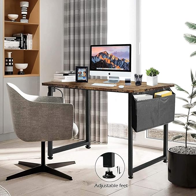 Lufeiya Home Office Desks 47 inch Desk for Bedroom Modern Simple Student Study Table 48 Vintage Writing Computer Desk, Rustic Brown - LeafyLoom