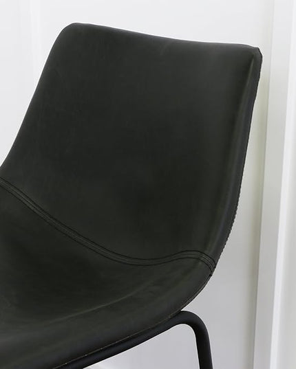 Walker Edison Douglas Urban Industrial Faux Leather Armless Dining Chairs, Set of 2, Black - LeafyLoom